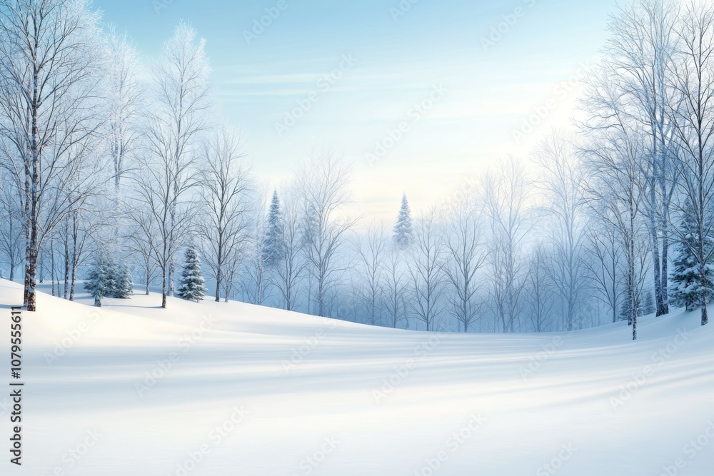 A snowy field with trees in the background A snowy field with trees in the background