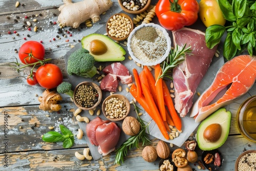 Healthy Food Ingredients on Wooden Table