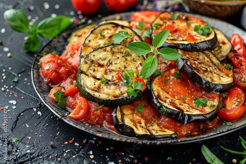 Grilled Eggplant and Zucchini with Tomatoes