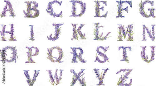 alphabet lavender watercolor clipart