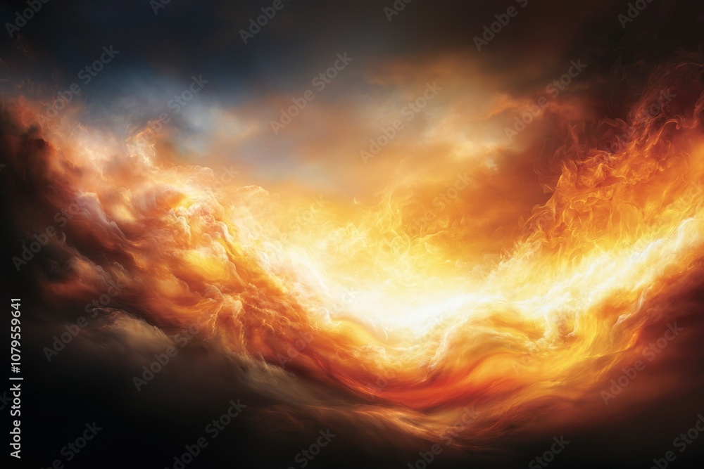 A fiery orange cloud with a white sun in the middle A fiery orange cloud with a white sun in the middle