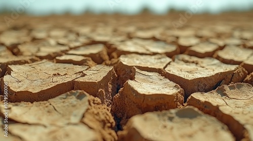 Close-up of cracked, dry earth. photo