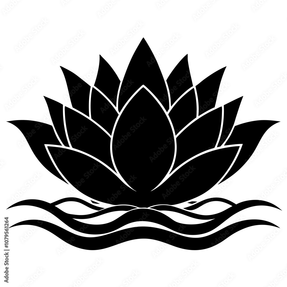 Fototapeta premium a silhouette of a lotus flower rising