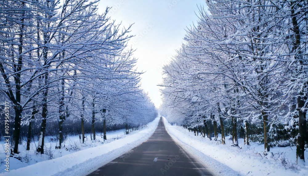 Obraz premium winter road and cold day 