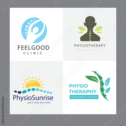 Set of gradient physiotherapy logo templates Physiotherapy logo template collection