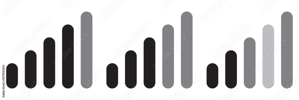 Vector set of phone signal, wifi and battery health status bar icon isolated on white background. Vector illustration. Vector set of phone signal, wifi and battery health status bar icon isolated on white background. Vector illustration.