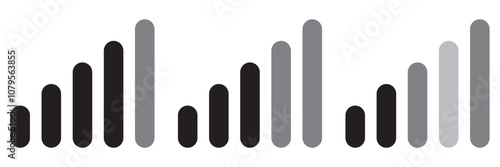 Vector set of phone signal, wifi and battery health status bar icon isolated on white background. Vector illustration.