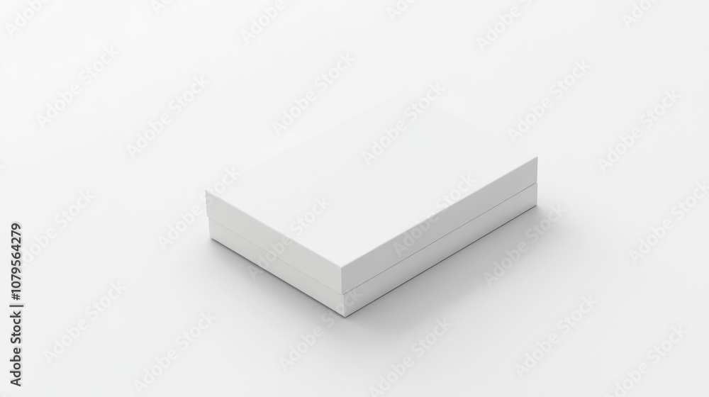 Empty white rectangular box template set against a plain white backdrop Empty white rectangular box template set against a plain white backdrop