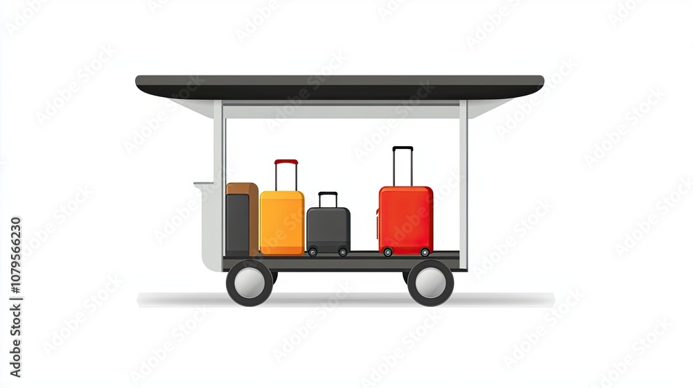 Luggage Cart with Four Suitcases in an Airport Luggage Cart with Four Suitcases in an Airport