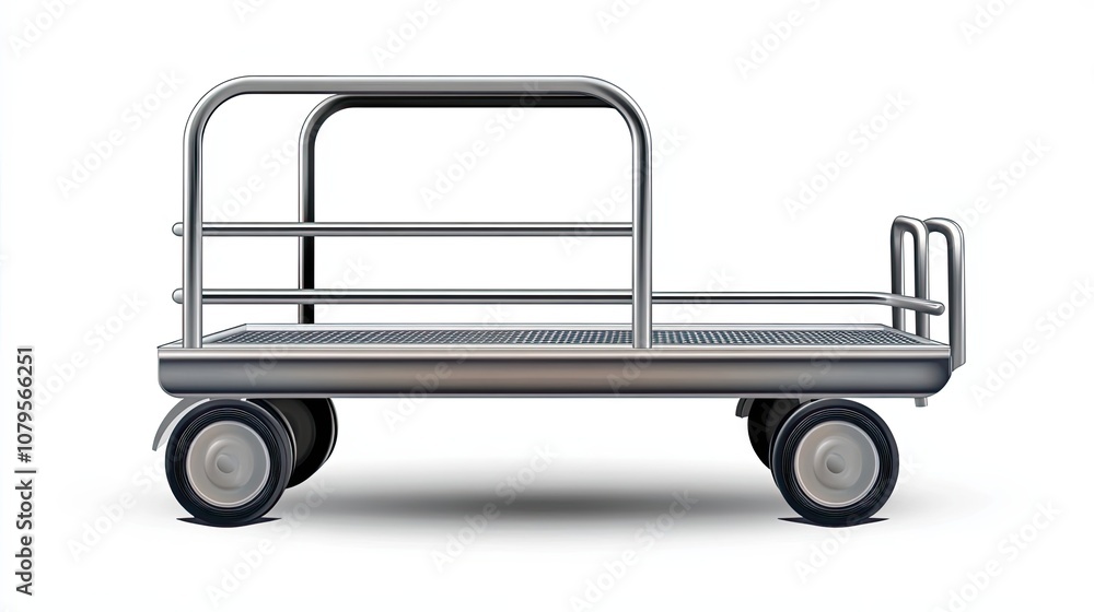 A Stainless Steel Luggage Cart with Two Wheels