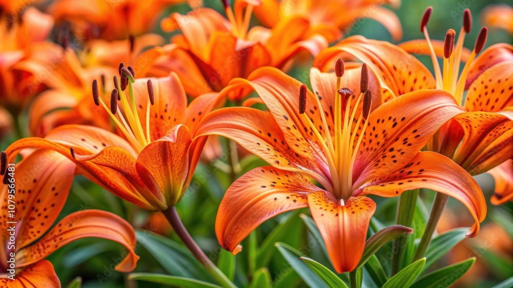 of vibrant orange tiger lily flowers, tiger lily, flowers, orange,botanical, garden, exotic, tropical, nature, beautiful, petals of vibrant orange tiger lily flowers, tiger lily, flowers, orange,botanical, garden, exotic, tropical, nature, beautiful, petals