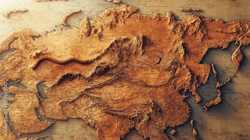 Embossed Map of Central Asia