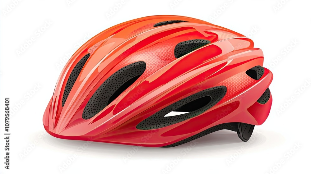 Fototapeta premium Red Bicycle Helmet with Black Vents