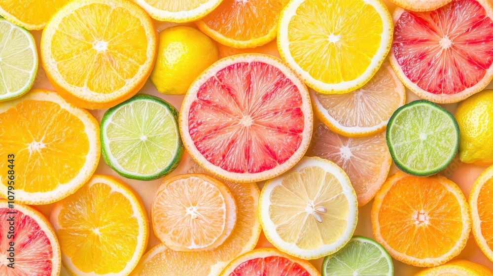 Fresh Citrus Fruit Slices - Orange, Lemon, Lime and Grapefruit - Close Up Food Photography. Fresh Citrus Fruit Slices - Orange, Lemon, Lime and Grapefruit - Close Up Food Photography.