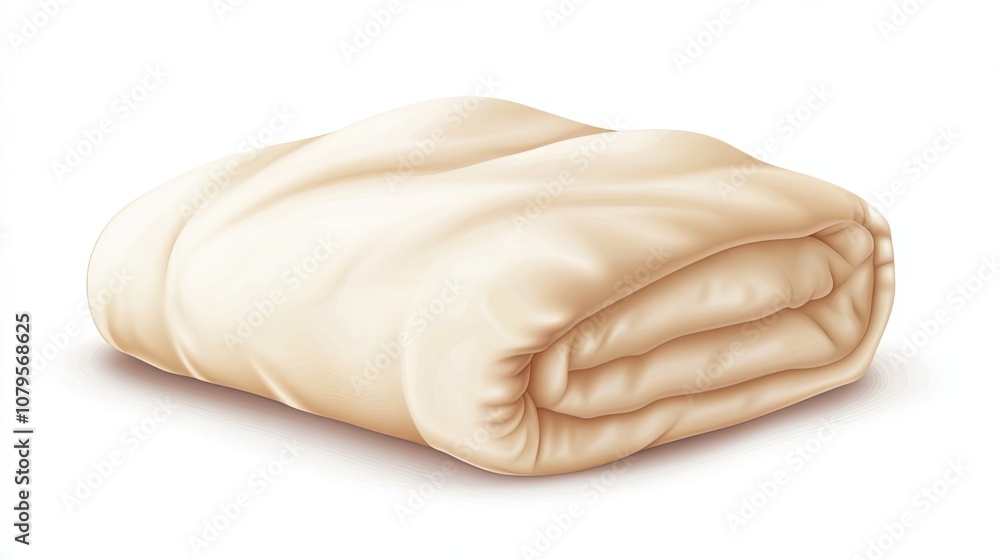 Rolled up cream-colored blanket isolated on white background Rolled up cream-colored blanket isolated on white background