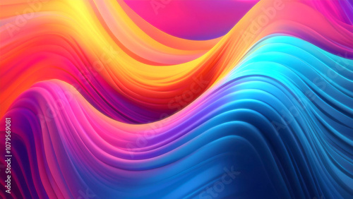 ネオンカラーの波打つアブストラクト背景壁紙