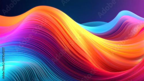 ネオンカラーの波打つアブストラクト背景壁紙