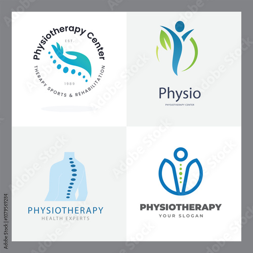 Set of gradient physiotherapy logo templates Physiotherapy logo template collection