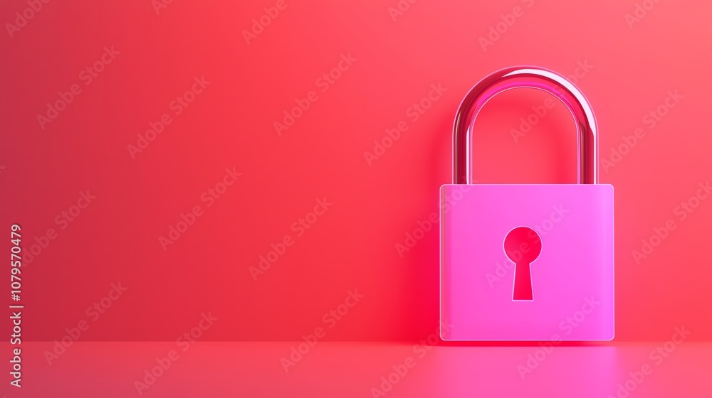 A vibrant pink padlock with a keyhole sits against a bold red backdrop, symbolizing security and protection. A vibrant pink padlock with a keyhole sits against a bold red backdrop, symbolizing security and protection.