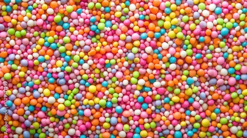 Colorful Sprinkles Texture Background - Close Up of Sweet Confetti for Bakery, Dessert, and Party Decoration.
