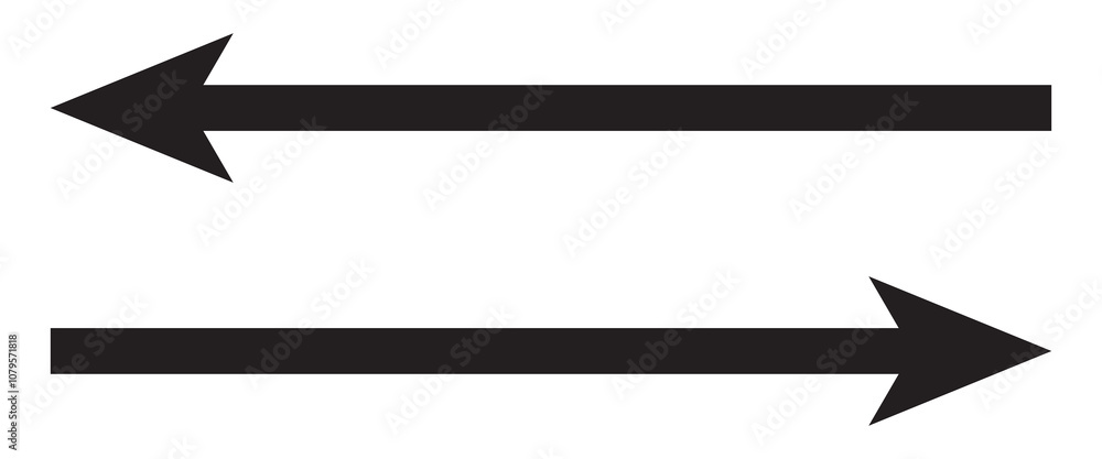 Black long dual arrow icon vector. Simple dual arrow icon vector. Dual arrow vector for app and UI design. Black long dual arrow icon vector. Simple dual arrow icon vector. Dual arrow vector for app and UI design.