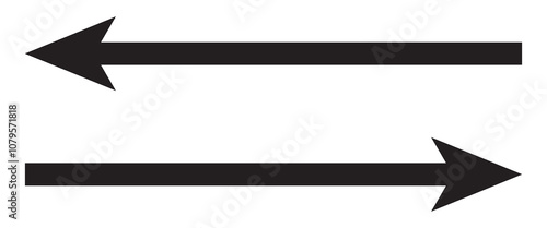 Black long dual arrow icon vector. Simple dual arrow icon vector. Dual arrow vector for app and UI design.