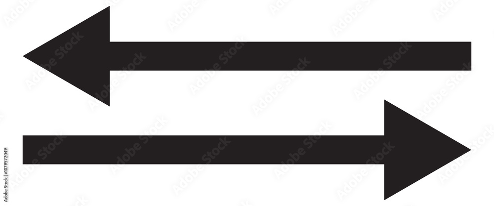Black long dual arrow icon vector. Simple dual arrow icon vector. Dual arrow vector for app and UI design. Black long dual arrow icon vector. Simple dual arrow icon vector. Dual arrow vector for app and UI design.