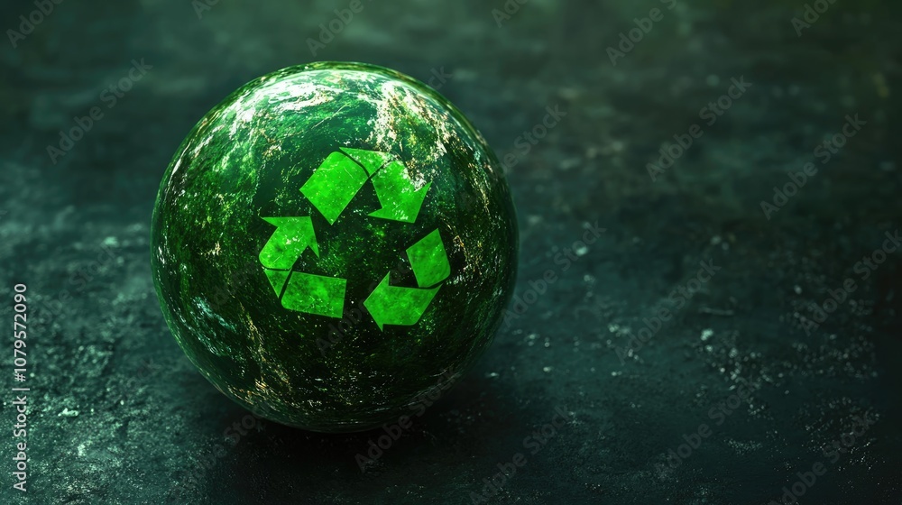 A depiction of a green globe featuring a recycling symbol representing Earth Day A depiction of a green globe featuring a recycling symbol representing Earth Day