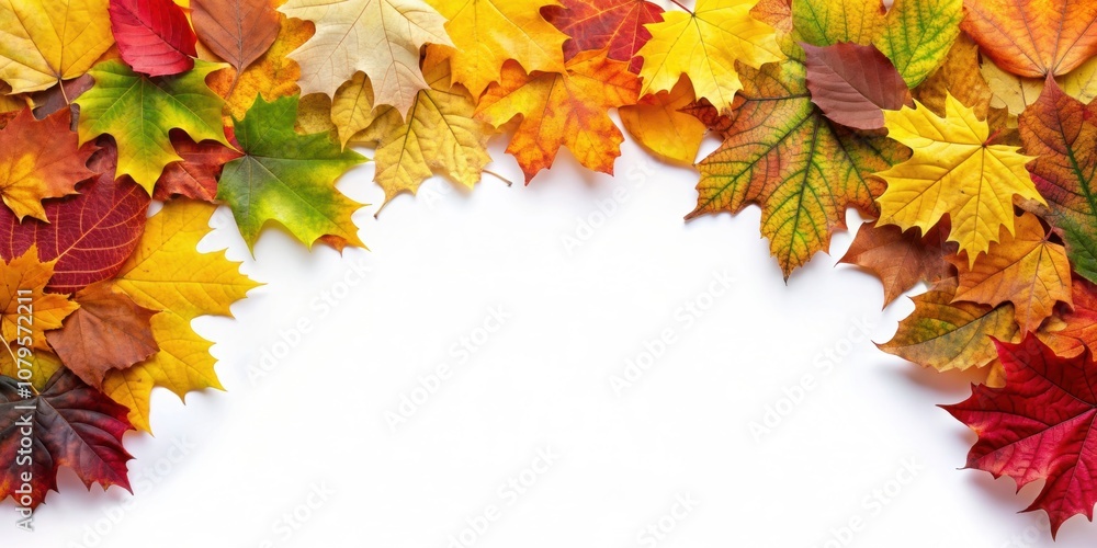 of colorful autumn leaves on a white background, autumn, leaves, fall, foliage, seasonal, vibrant, nature, orange, red, yellow of colorful autumn leaves on a white background, autumn, leaves, fall, foliage, seasonal, vibrant, nature, orange, red, yellow