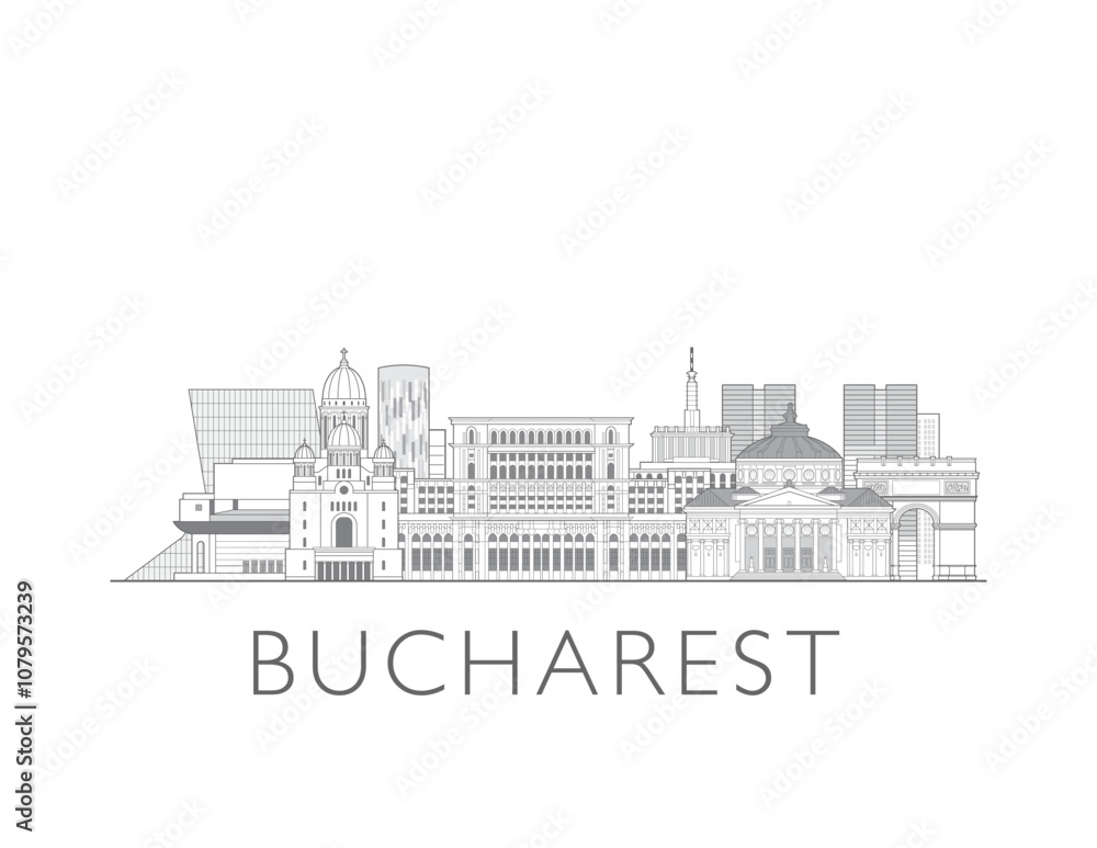 Bucharest skyline cityscape vector illustration Bucharest skyline cityscape vector illustration