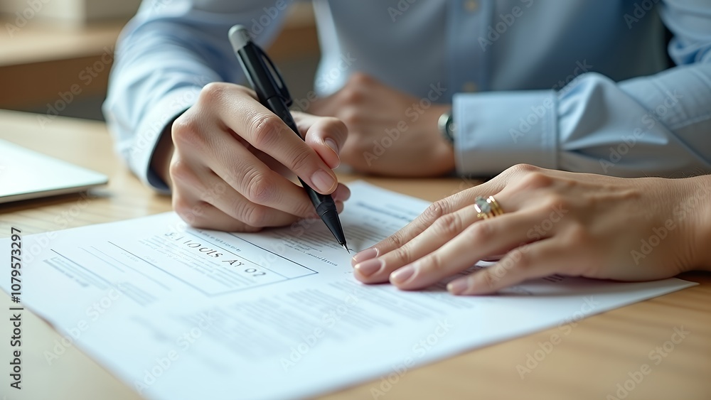 共に書類作成をする夫婦 共に書類作成をする夫婦