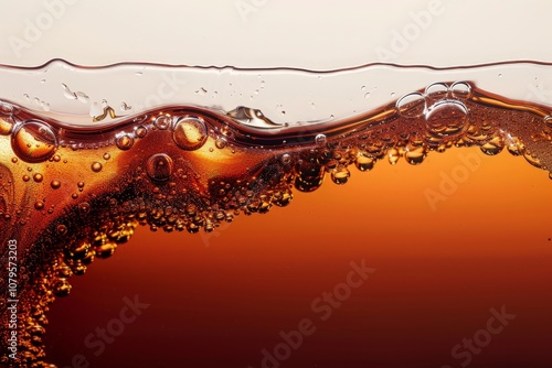 Close-up of Fizzy Brown Liquid with Bubbles