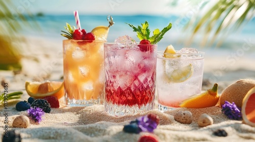 Sommerliche Cocktails am Strand geniessen photo