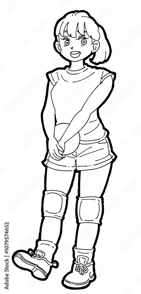 Fototapeta premium バレーボールを持った女の子のイラスト