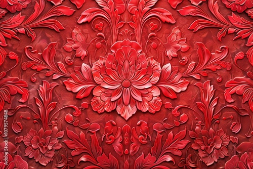 Intricate Red Floral Pattern