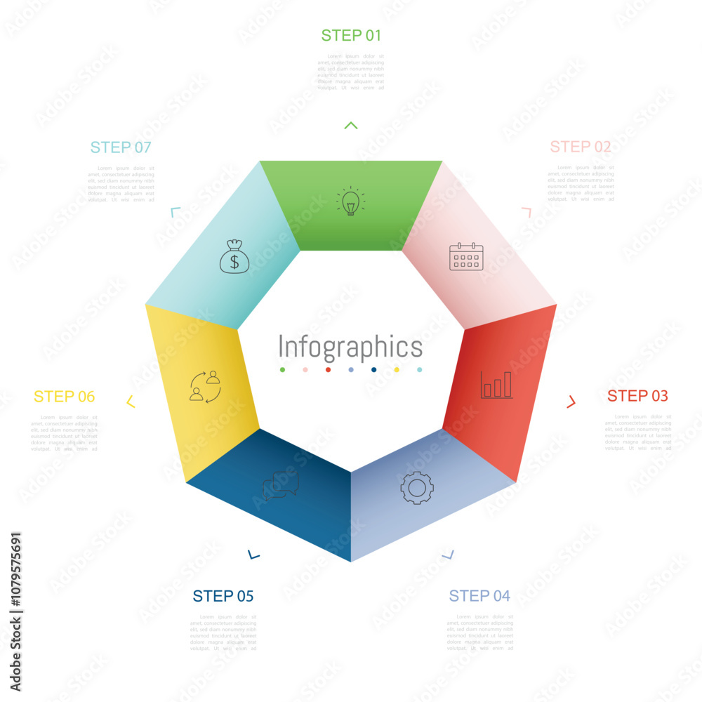 Infographic 7 options design elements for your business data. Vector Illustration. Infographic 7 options design elements for your business data. Vector Illustration.