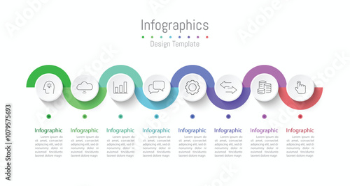 Infographic 8 options design elements for your business data. Vector Illustration.