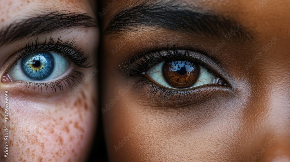 Intense close up showcasing a variety of eye colors and shapes highlighting cultural diversity and the uniqueness of different backgrounds Intense close up showcasing a variety of eye colors and shapes highlighting cultural diversity and the uniqueness of different backgrounds