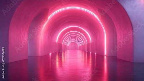 3d rendering bright science fiction tunnel bright background