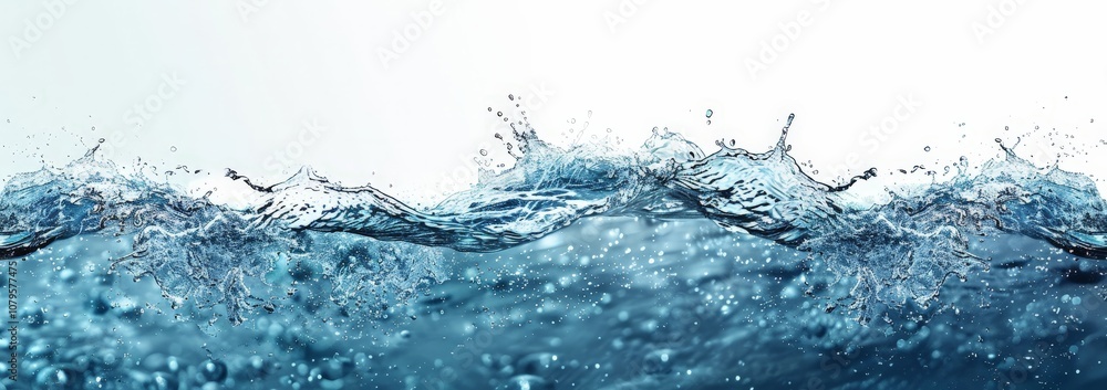 Water Splash with Blue Tones Isolated On White Water Splash with Blue Tones Isolated On White