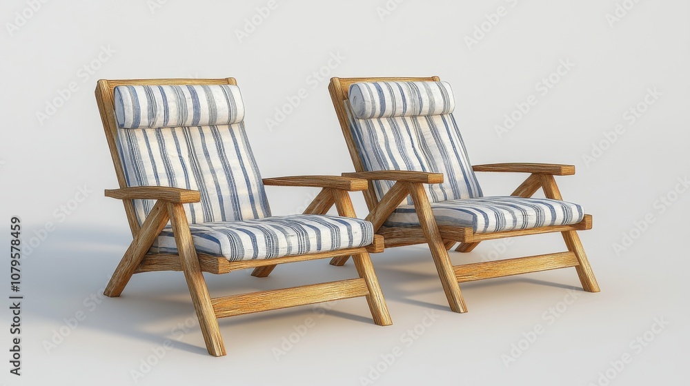 beach chairs with cartoon style 3d rendering beach chairs with cartoon style 3d rendering