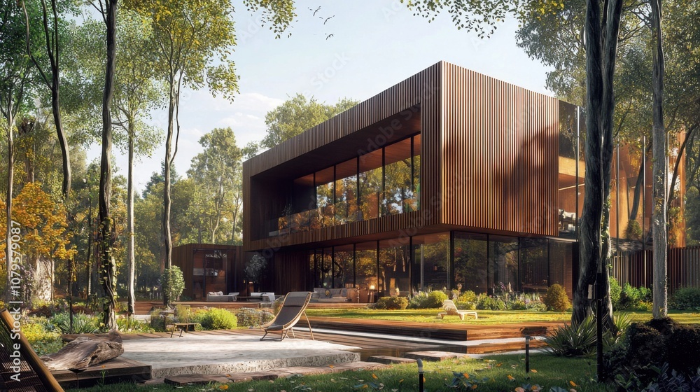 Modern Wooden House Surrounded by Nature Modern Wooden House Surrounded by Nature