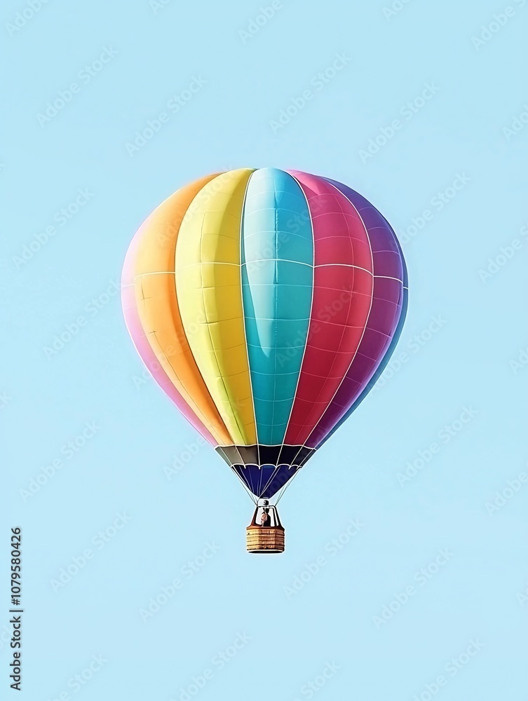 Fototapeta premium Mesmerizing Hot Air Balloon Floating Gracefully in the Dreamlike Sky Showcasing a Vibrant Palette of Pastel Hues and Striking Geometric Patterns for a Captivating Aerial Adventure