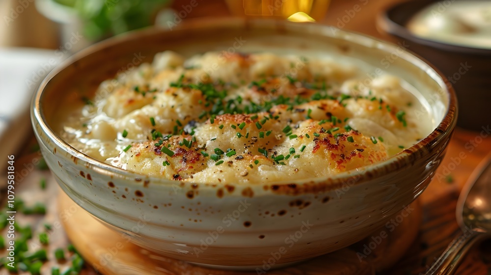 Gourmet Cauliflower Soup with Fresh Chives and Exquisite Spices Presented in a Rustic Setting Perfect for Food Blogs and Culinary Publications Gourmet Cauliflower Soup with Fresh Chives and Exquisite Spices Presented in a Rustic Setting Perfect for Food Blogs and Culinary Publications