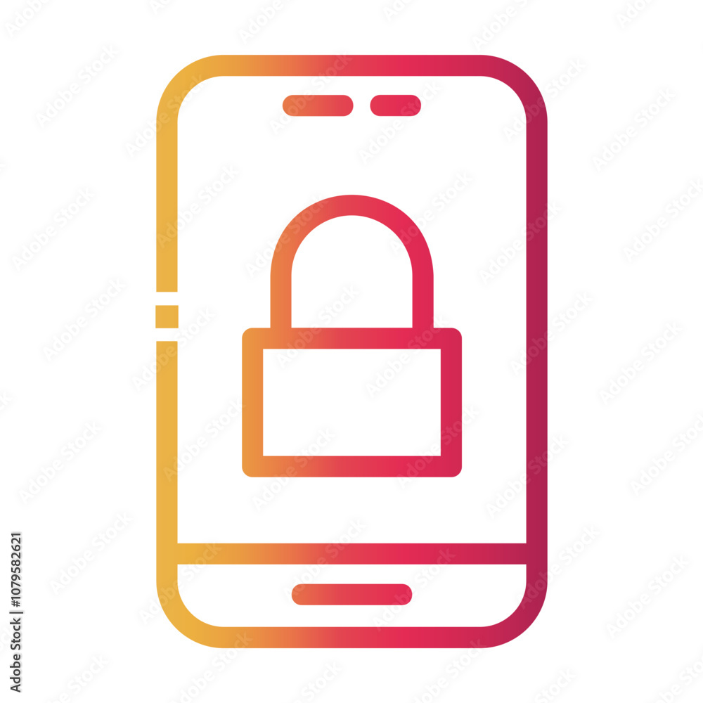 smartphone security Line Gradient Icon smartphone security Line Gradient Icon