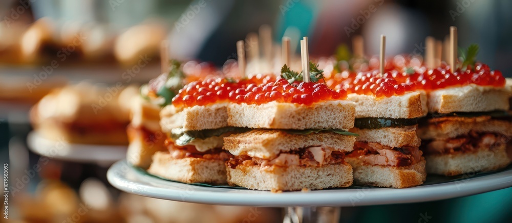 Gourmet Sandwiches with Red Caviar Gourmet Sandwiches with Red Caviar