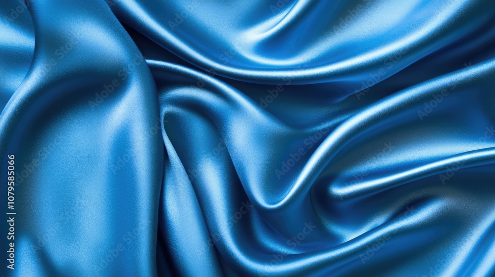 Abstract smooth blue silk background featuring elegant satin fabric with soft beautiful folds across its surface Abstract smooth blue silk background featuring elegant satin fabric with soft beautiful folds across its surface