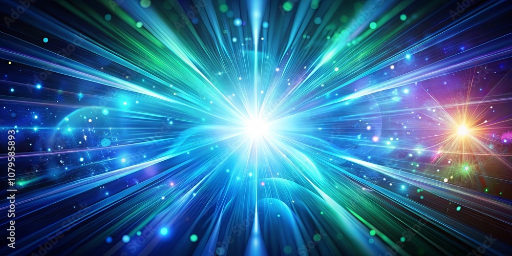 Naklejka premium Abstract Luminescent Lines Converge on a Brilliant White Star in a Cosmic Tapestry of Light and Color
