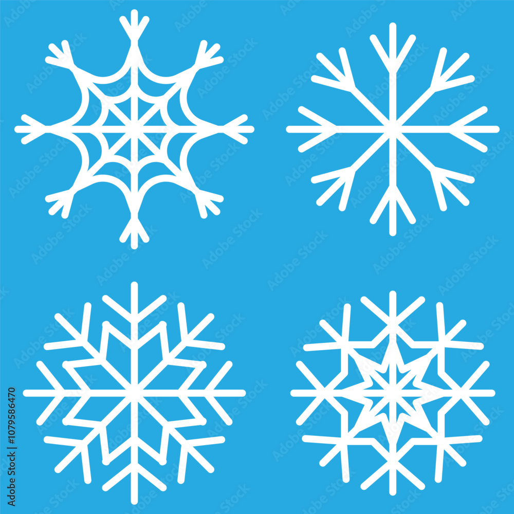 Snowflake icon. Winter frost decoration. Cold snow shape. Seasonal crystal design.