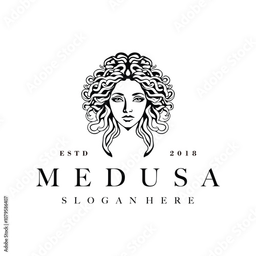 medusa logo design element vector template